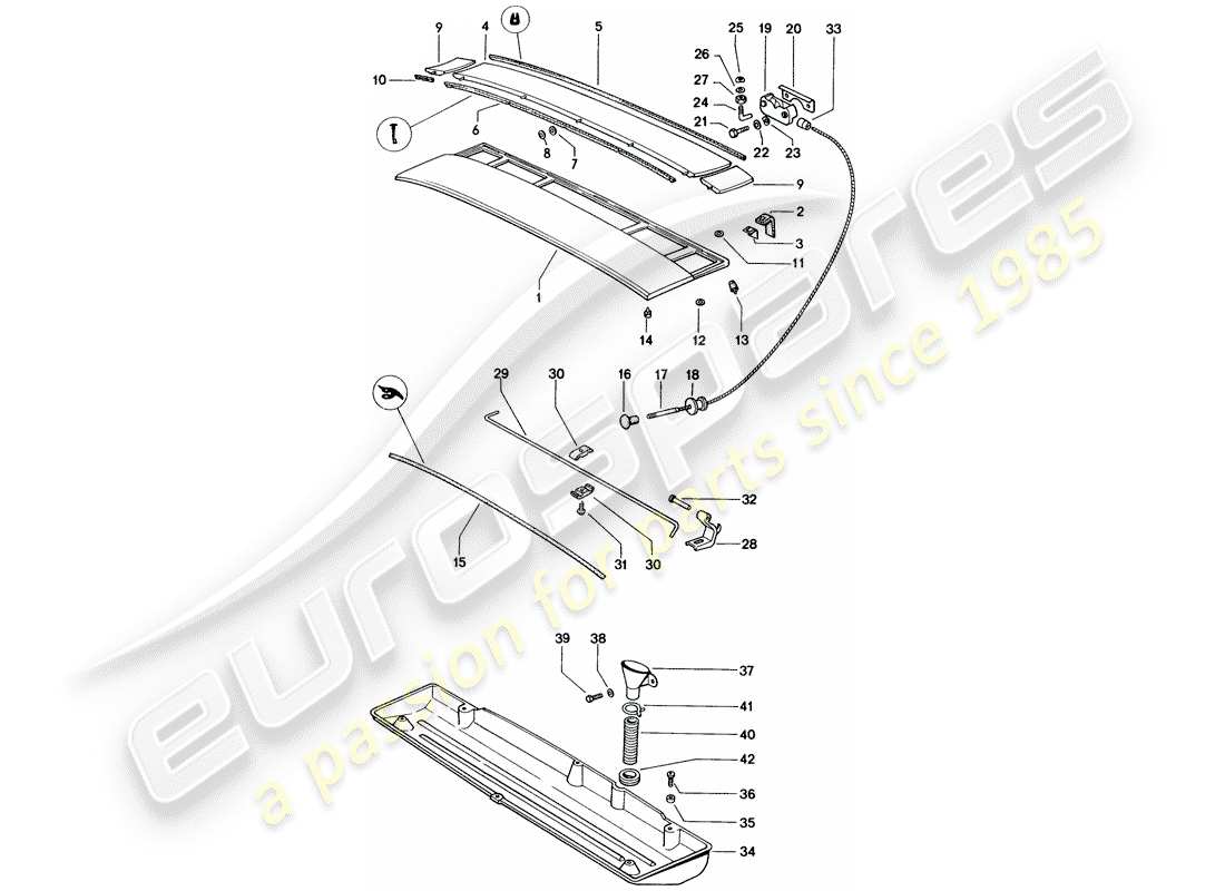 porsche 1970 (914) cover - engine compartment part diagram