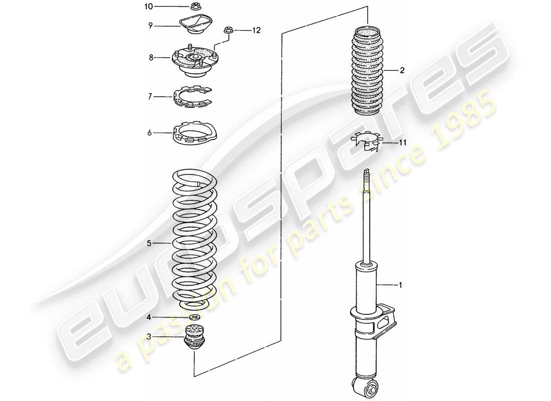 porsche 1997 (993) shock absorber - coil spring part diagram