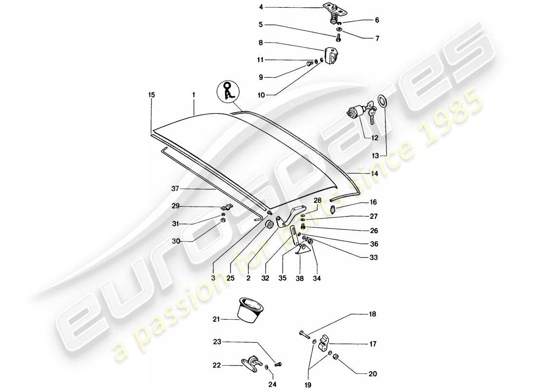 porsche 1970 (914) cover part diagram