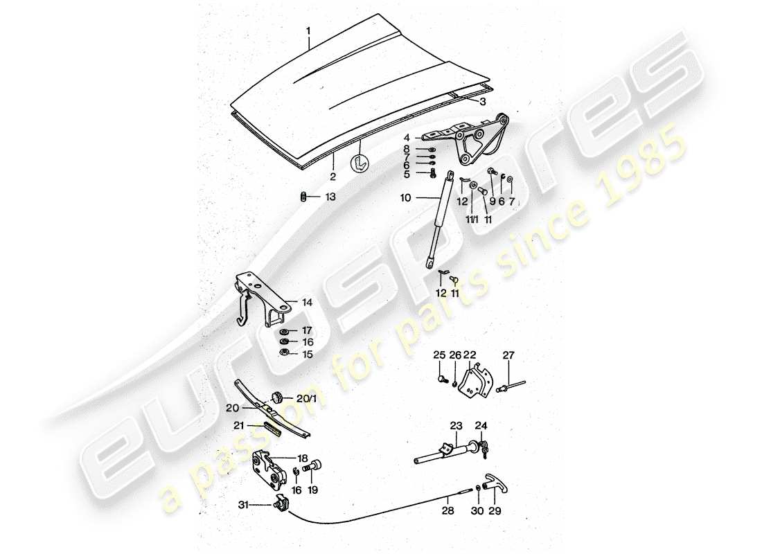porsche 1975 (911 turbo) cover part diagram