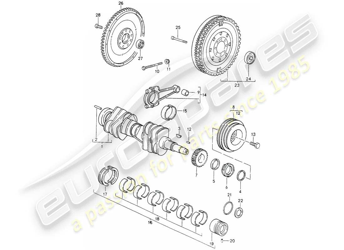 porsche 1997 (993) crankshaft part diagram