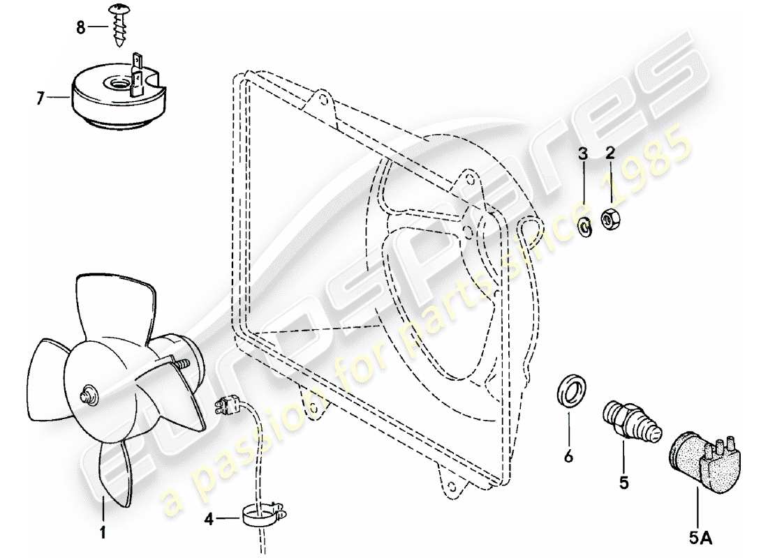porsche 1981 (924) electric fan part diagram