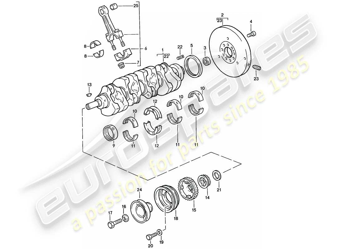 porsche 1988 (924s) crankshaft - connecting rod part diagram