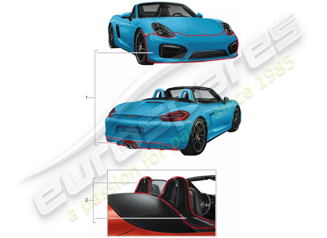porsche 2012 (tequipment 98x/99x) sport design package part diagram