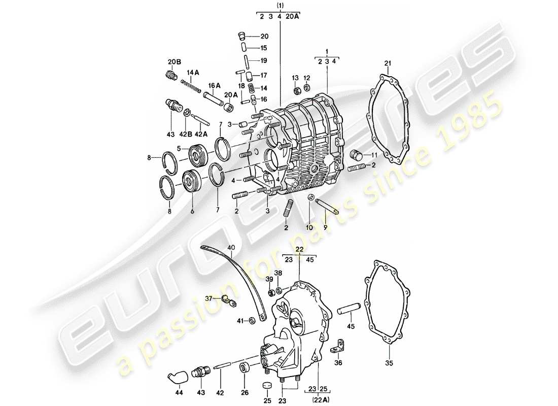 porsche 1979 (911) gear housing - transmission cover parts diagram
