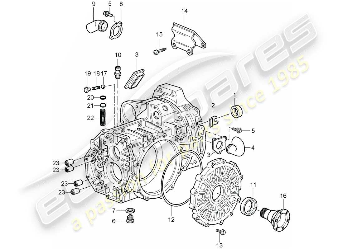 porsche 2005 (996 turbo / gt2) transmission case part diagram