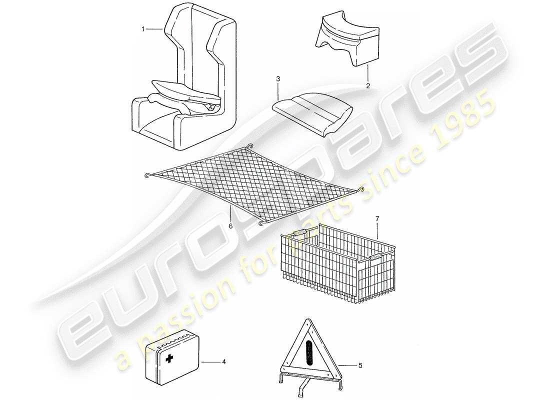 porsche 1991 (928) accessories part diagram