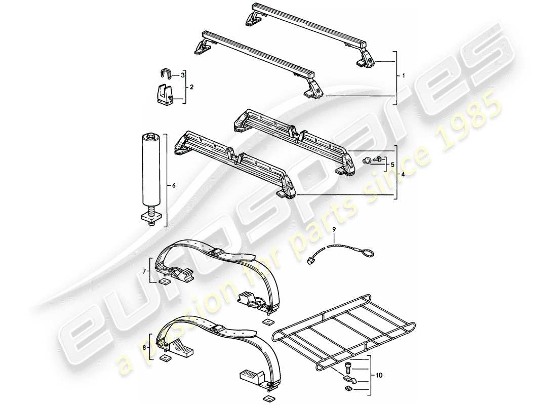 porsche 1980 (924) roof transport system - until - 35 kg - d >> - mj 1981 part diagram