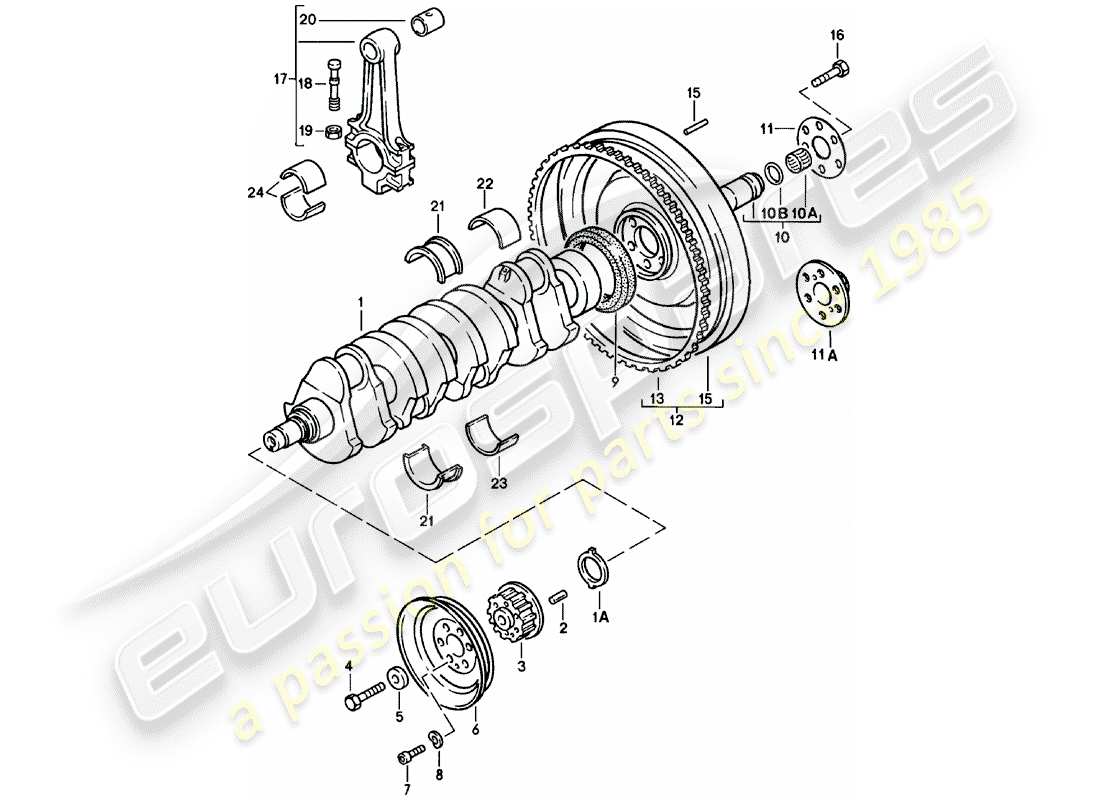 porsche 1984 (924) crankshaft - connecting rod part diagram