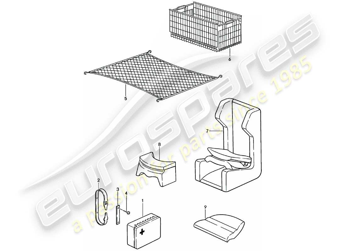 porsche 1984 (924) accessories part diagram