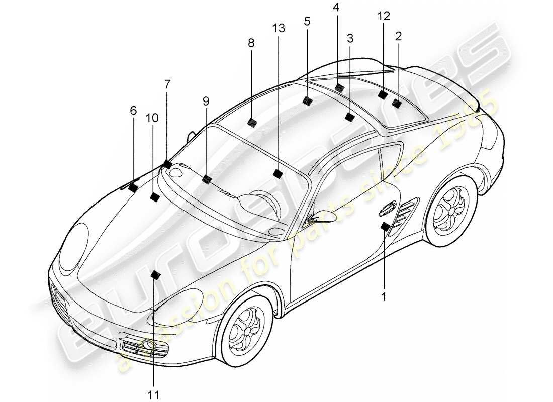 porsche 2009 (987 cayman) signs/notices part diagram