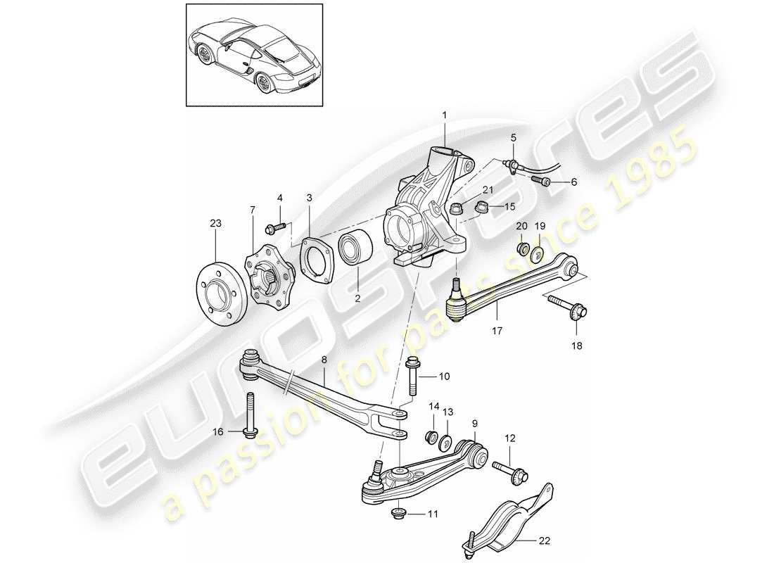 porsche 2009 (987 cayman) rear axle part diagram