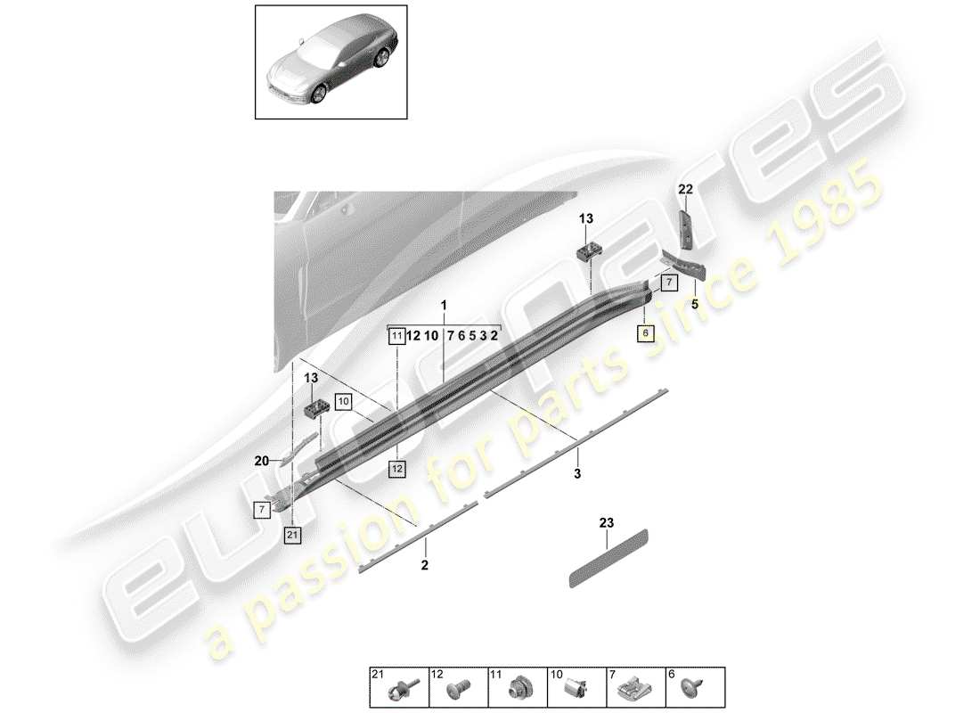 porsche 2017 (panamera 971-1) side member trim part diagram