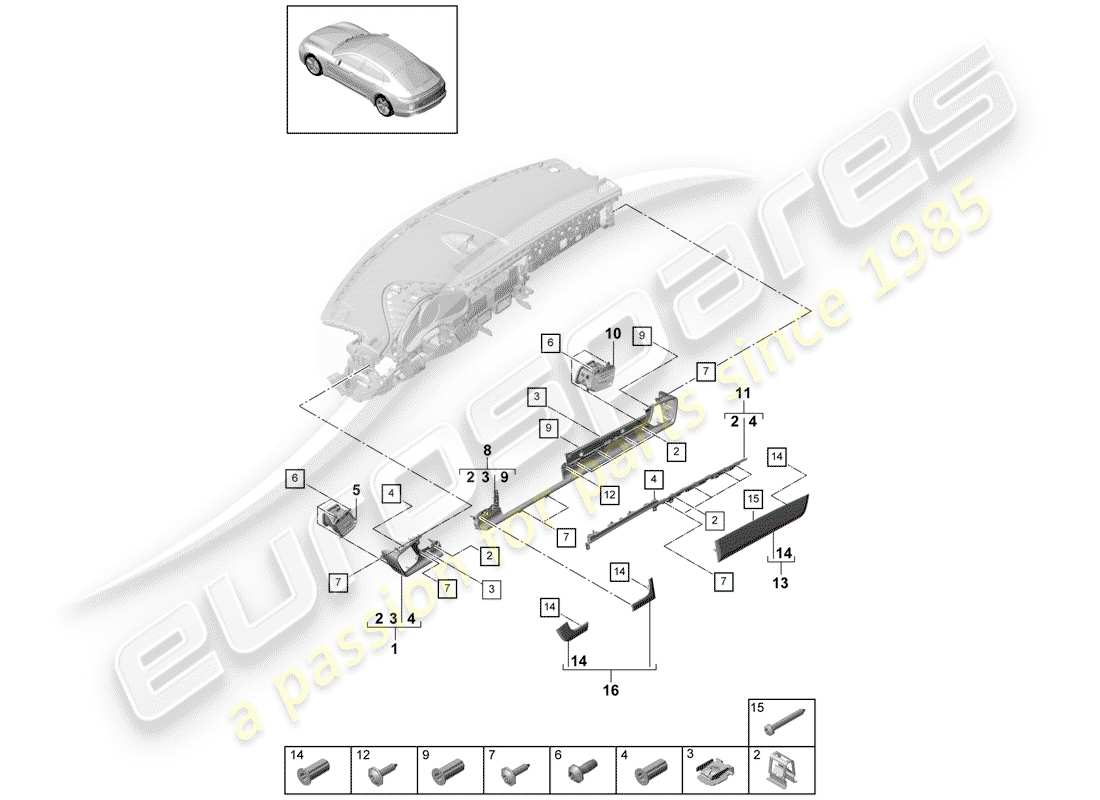 porsche panamera 971 (2017) accessories parts diagram