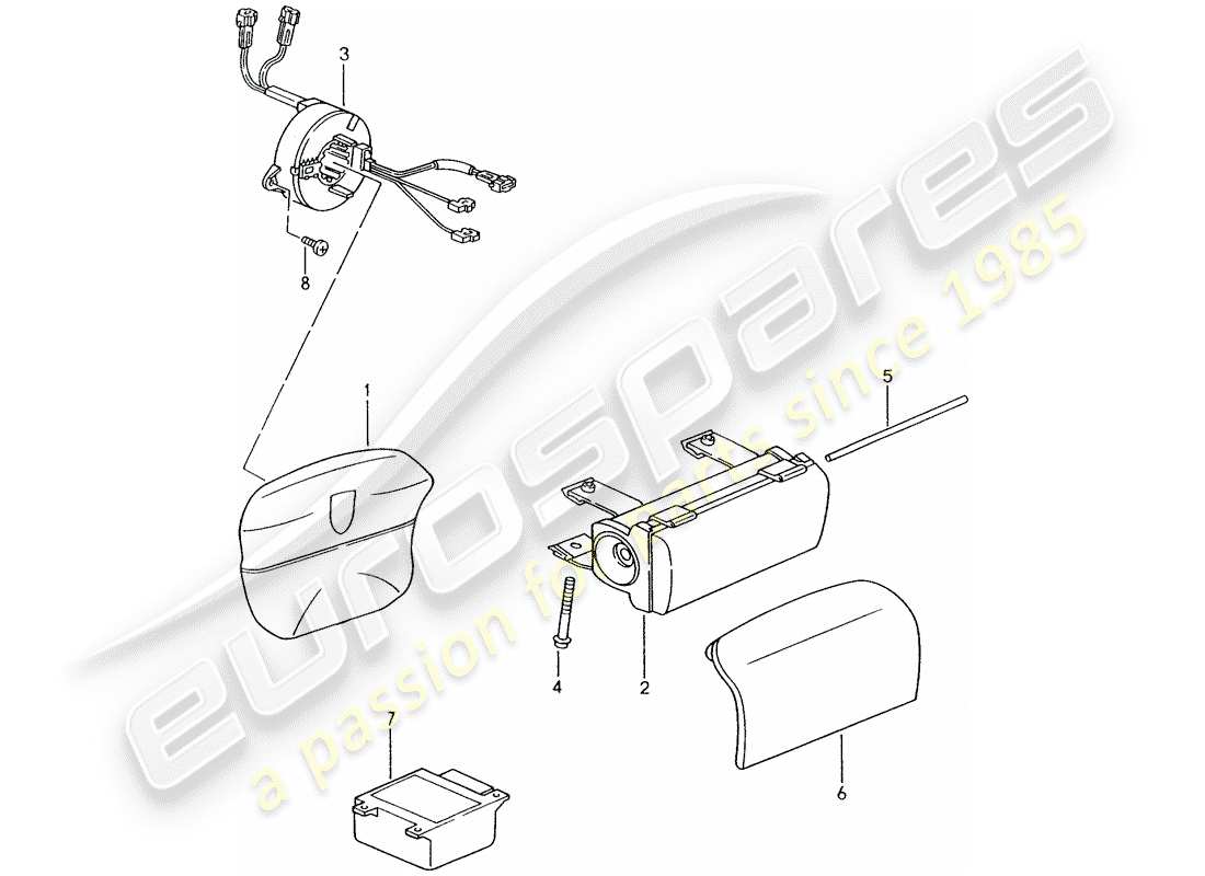 porsche boxster 986 (2001) airbag parts diagram