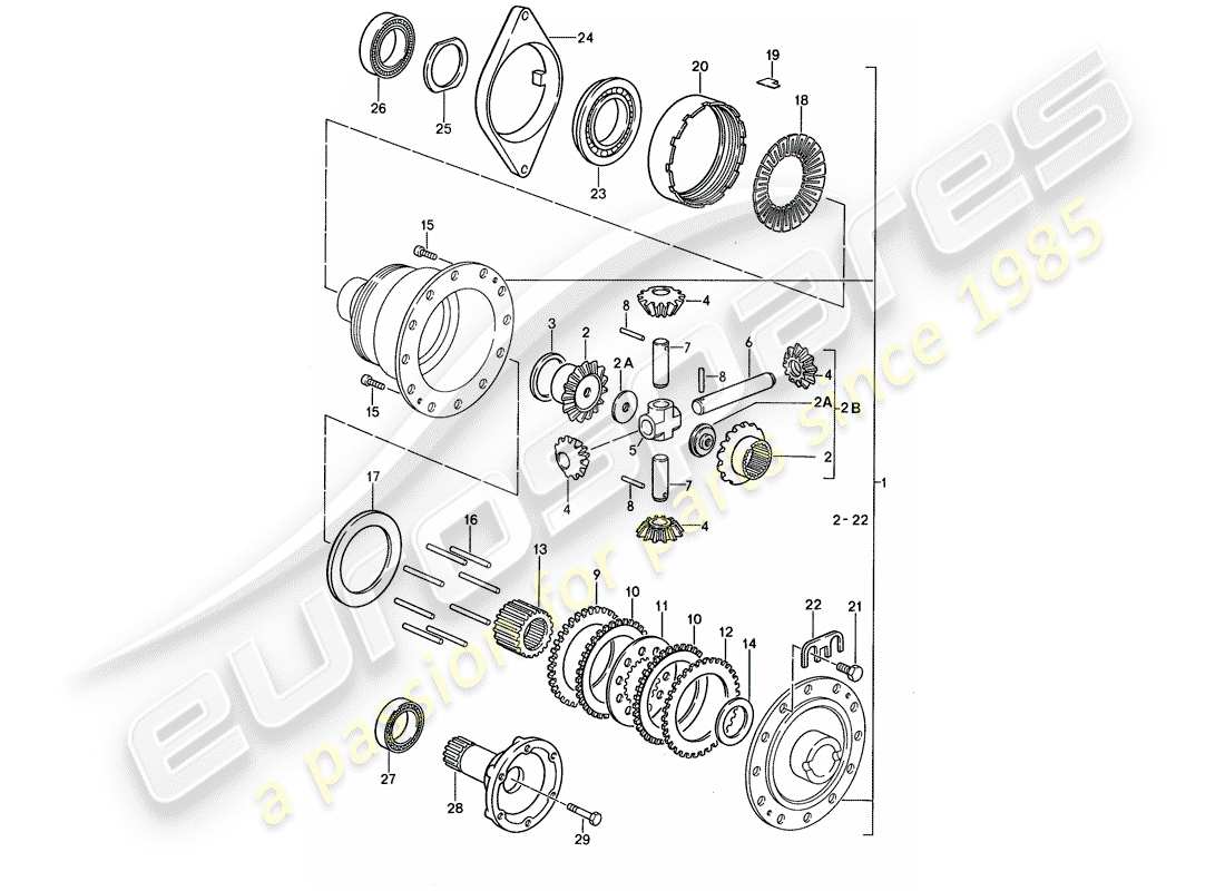 porsche 1988 (959) differential - rear axle parts diagram