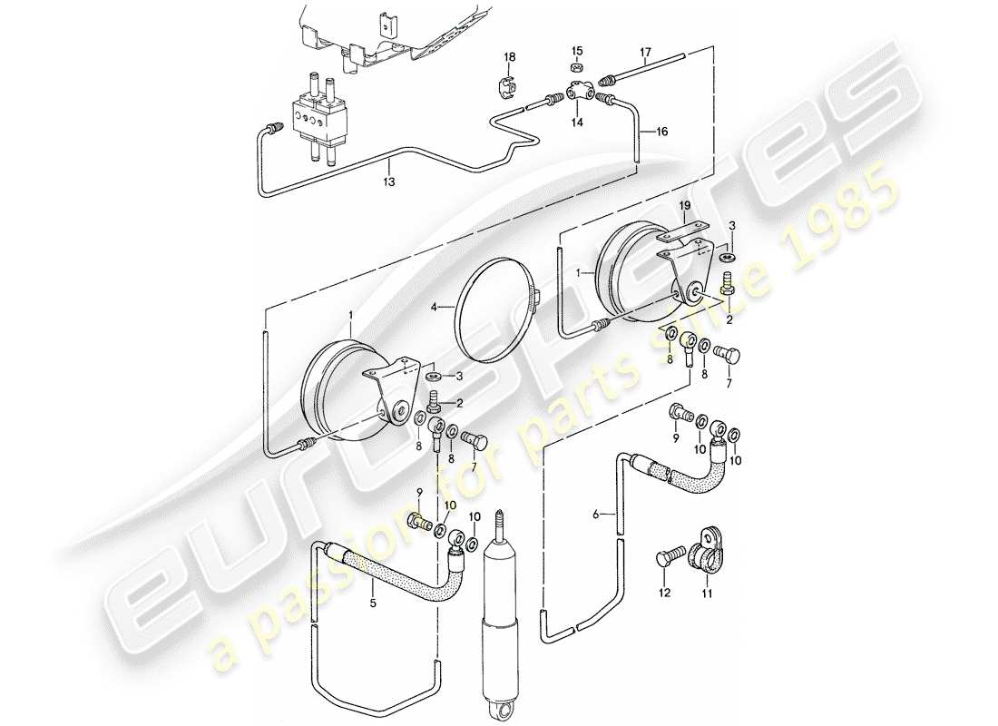 porsche 1988 (959) self levelling system - lines part diagram