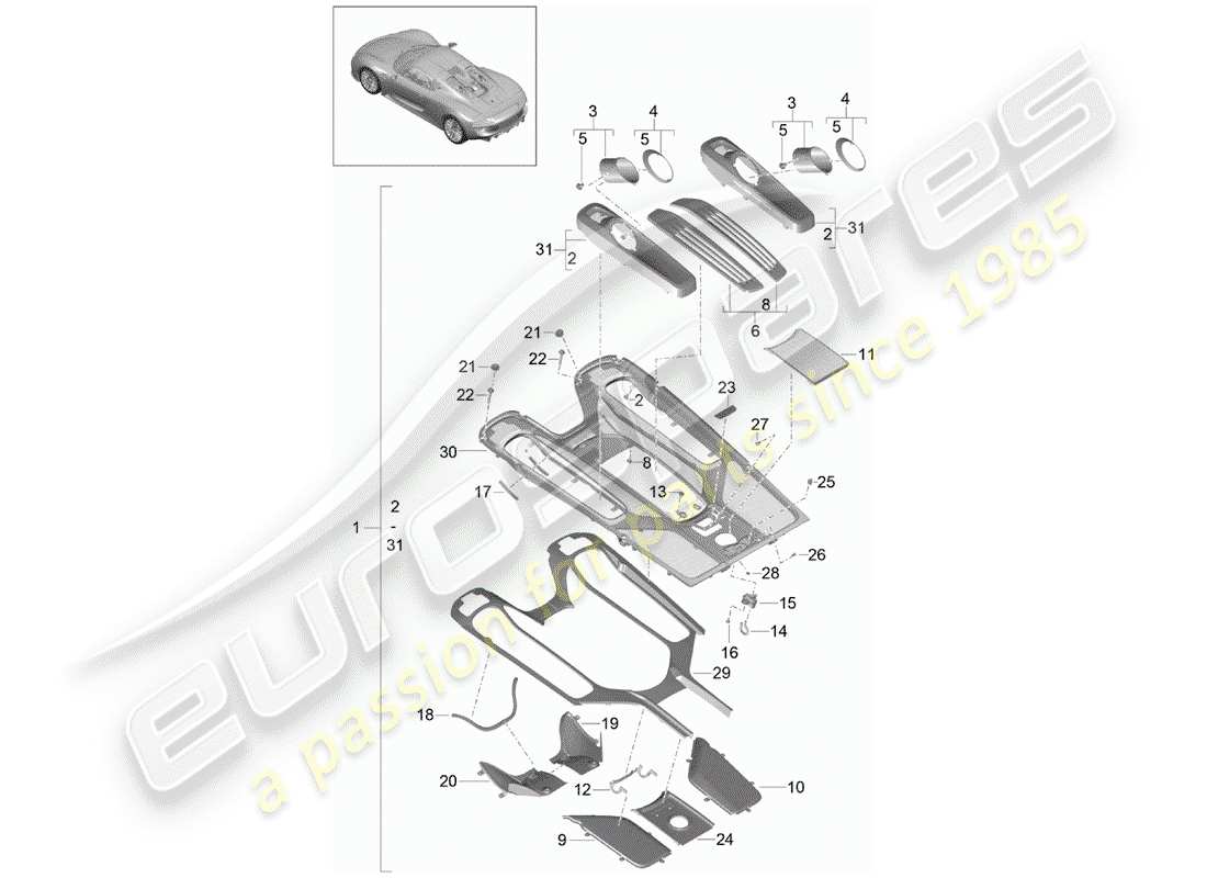 porsche 2015 (918 spyder) cover part diagram
