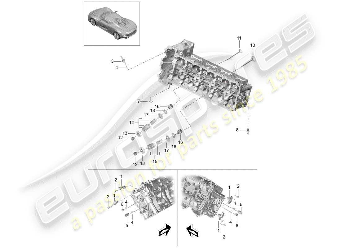 porsche 2015 (918 spyder) cylinder head part diagram