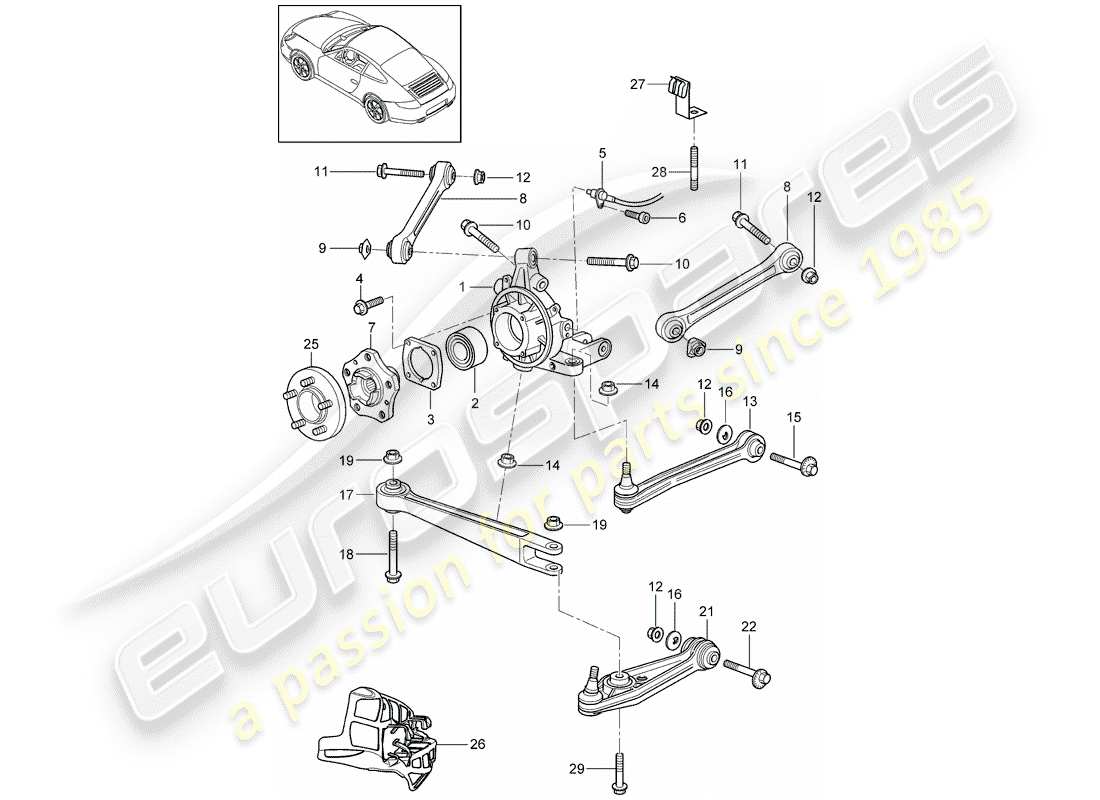 porsche 2009 (997-2) rear axle part diagram