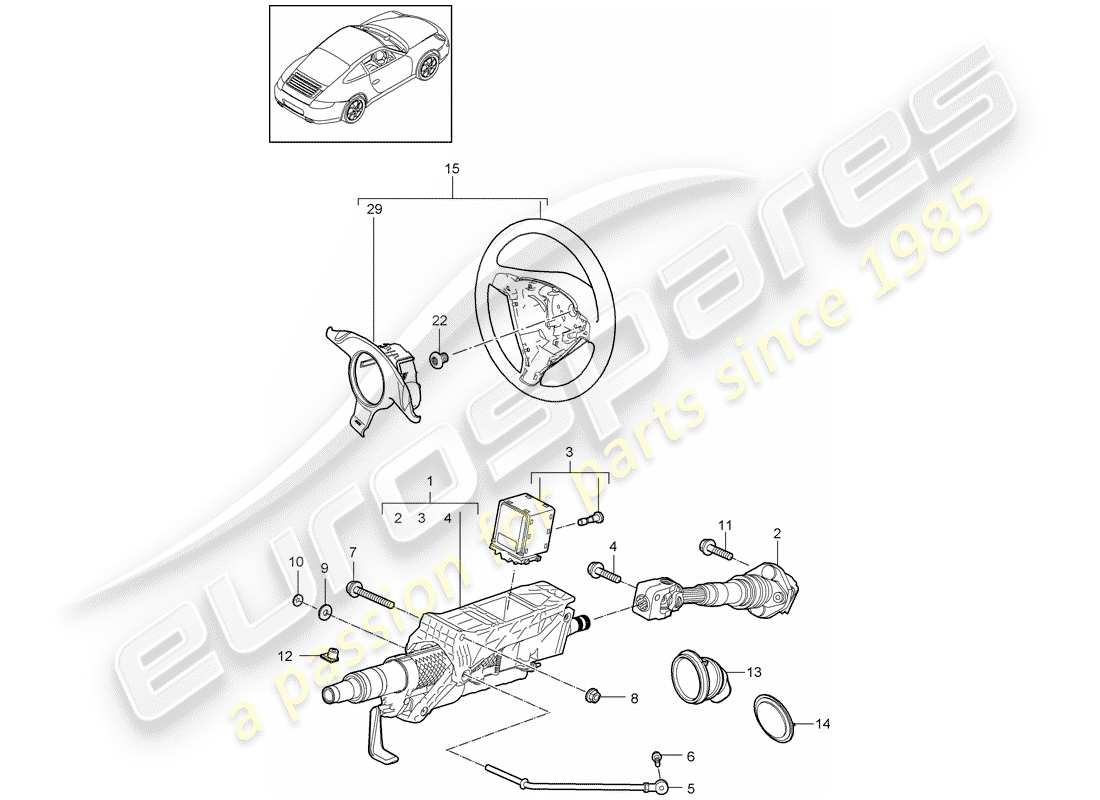 porsche 911 t/gt2rs (2012) steering protective pipe part diagram