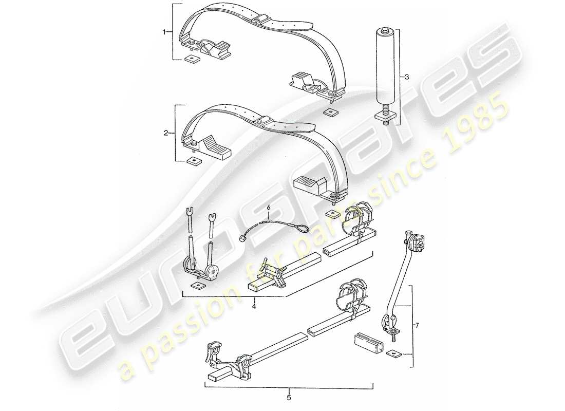 porsche 1991 (928) roof transport system part diagram