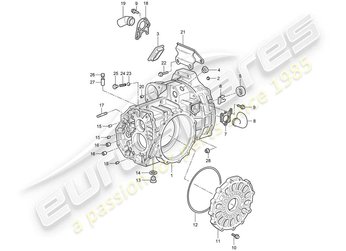 porsche 2009 (997-2 gt3) transmission case parts diagram