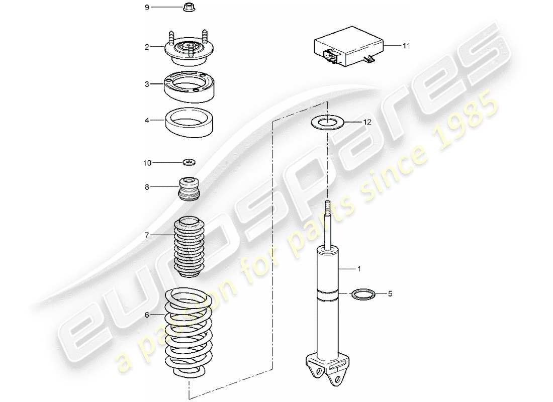porsche 2007 (997-1 turbo / gt2) shock absorber parts diagram