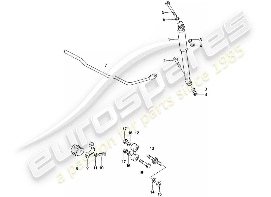 porsche 1985 (924) vibration damper - stabilizer part diagram