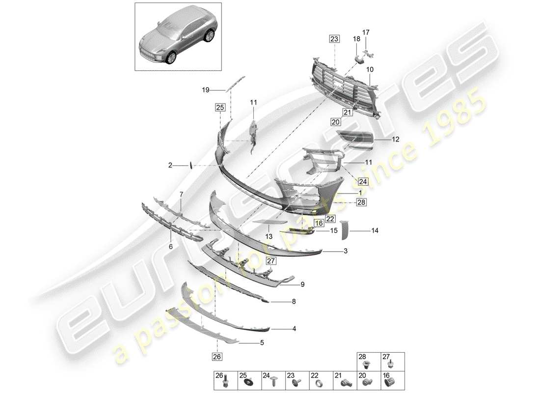 porsche 2019 (macan) bumper part diagram