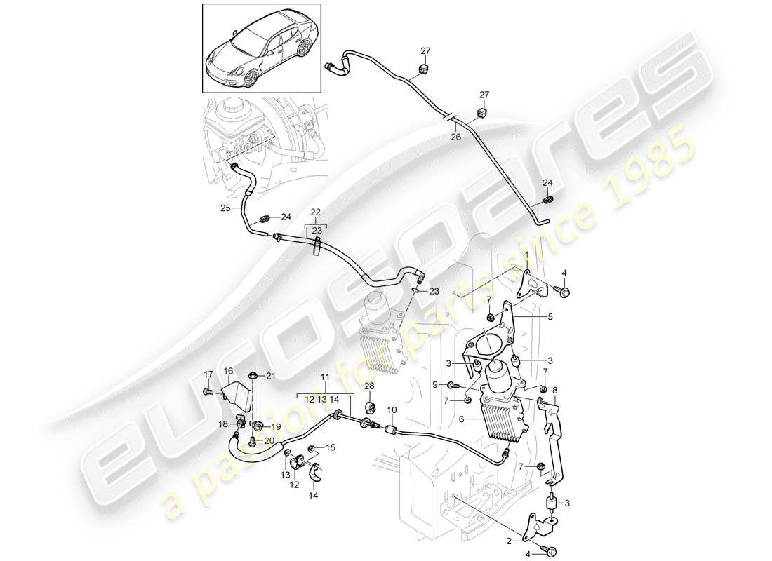 porsche 2015 (panamera 970) control mechanism part diagram