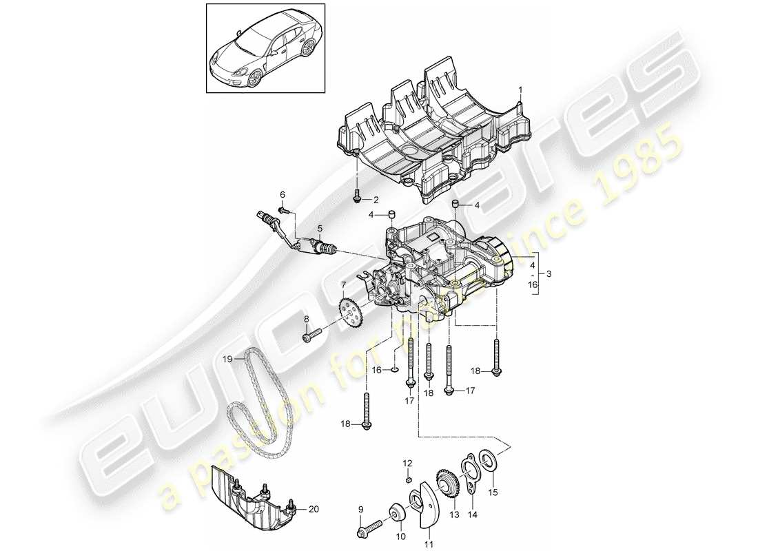 porsche 2014 (panamera 970) oil baffle plate part diagram