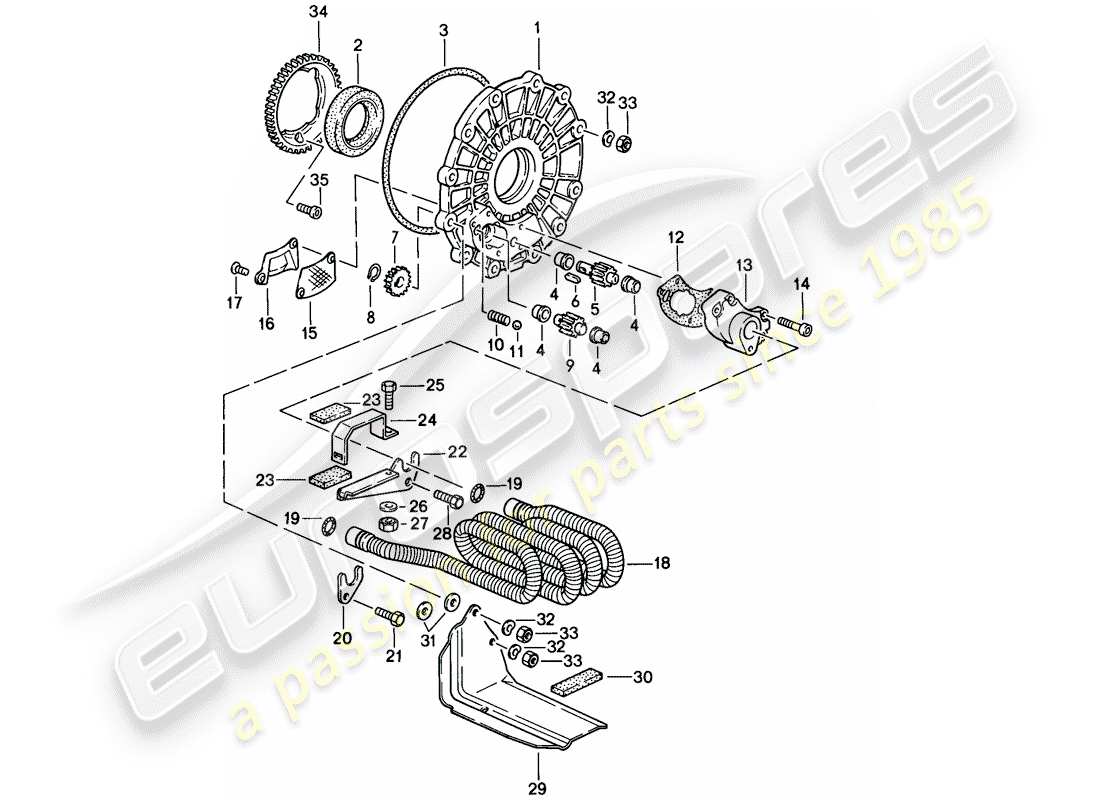 porsche 1984 (911) oil pump - and - oil cooling - for - transmission part diagram