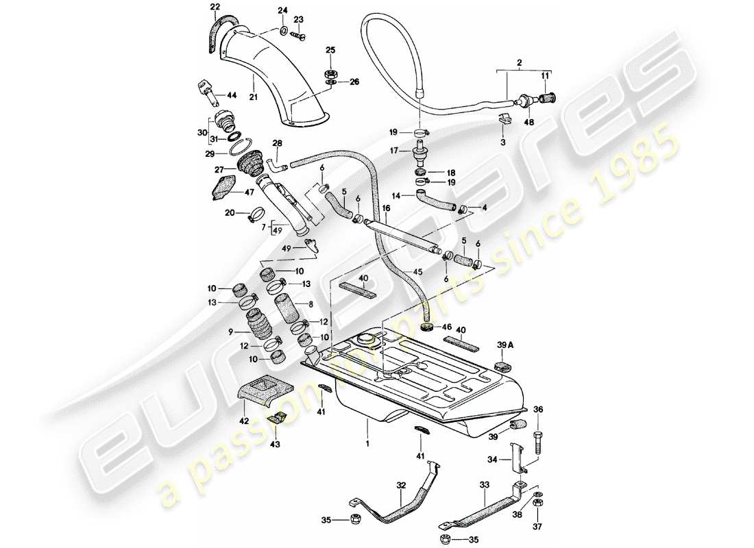 porsche 1985 (924) fuel tank part diagram
