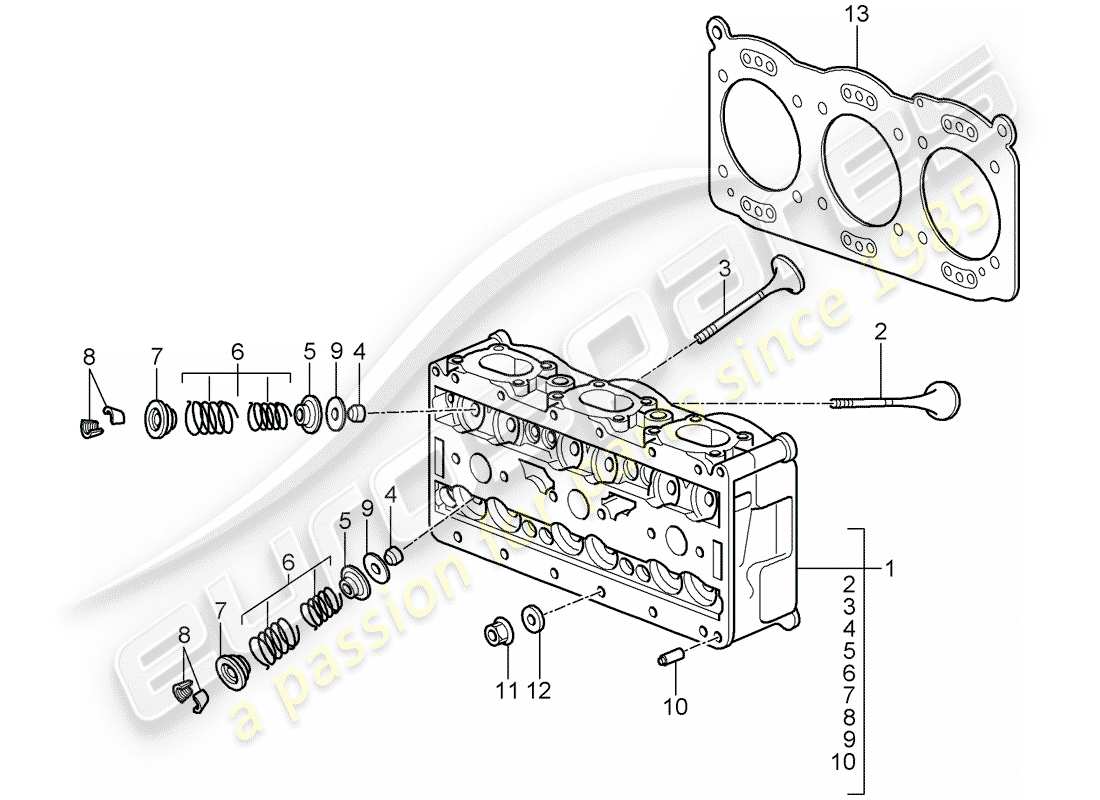 porsche 2011 (997-2 gt3) cylinder head part diagram