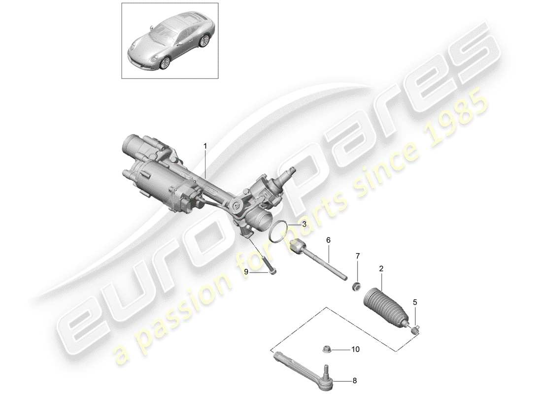 porsche 2019 (991-2) steering gear part diagram