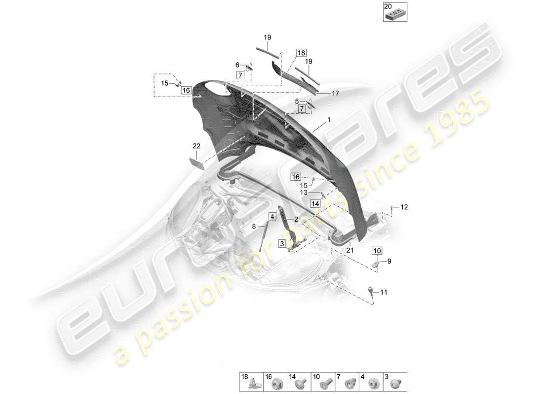 porsche 2019 (macan) hood part diagram