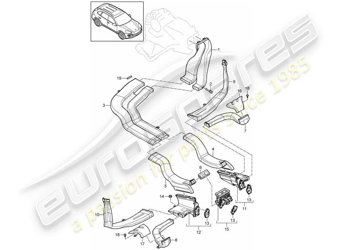 porsche 2015 (cayenne e2 92a) air distributor part diagram