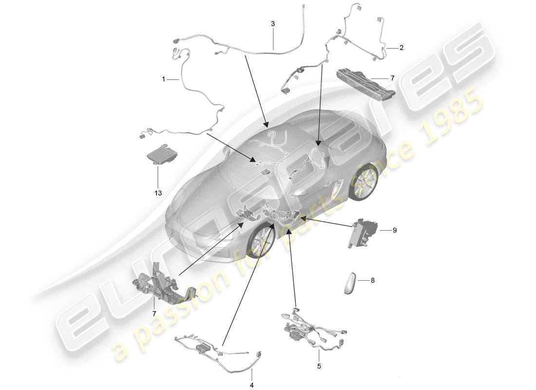 porsche 2016 (981 boxster spyder) wiring harnesses part diagram