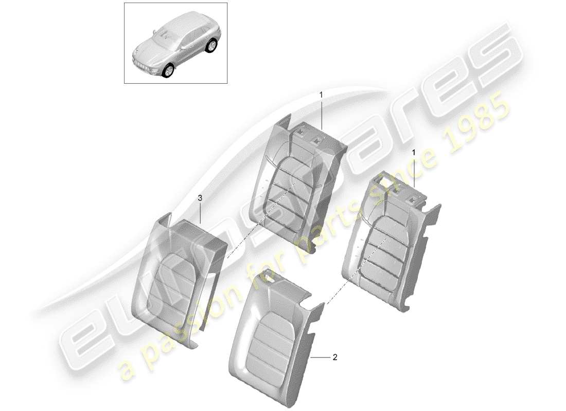 porsche macan (2017) foam part part diagram