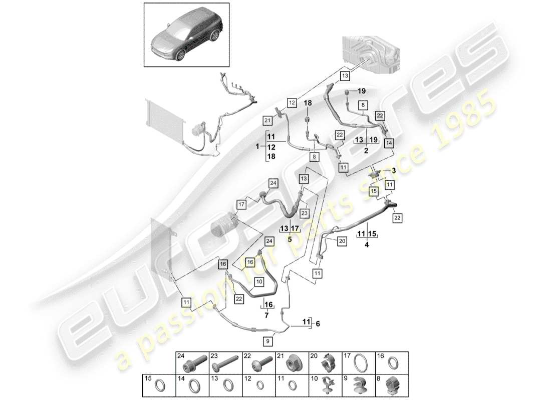 porsche 2019 (cayenne e3 9ya/9yb) air conditioner part diagram