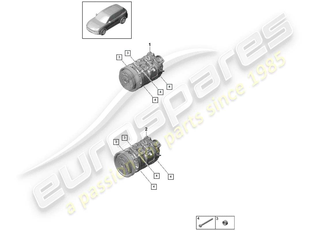 porsche 2018 (cayenne e3 9ya/9yb) compressor part diagram