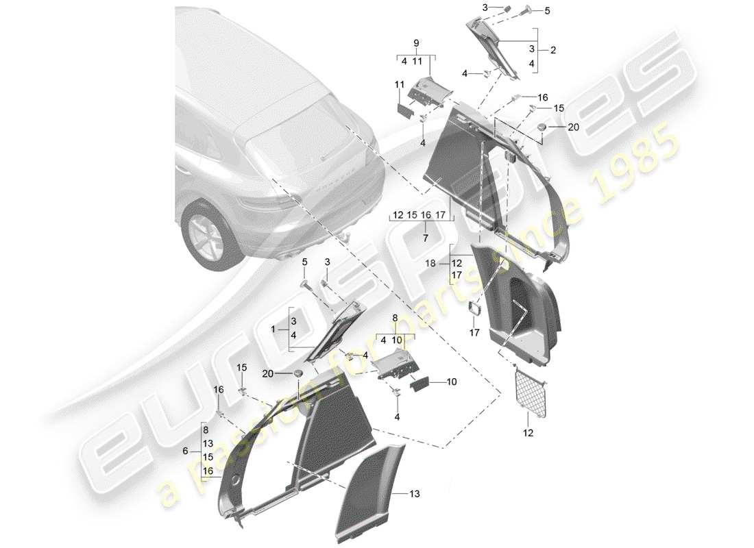 porsche 2016 (macan) lining part diagram