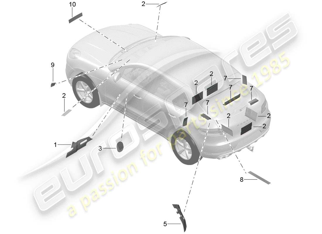 porsche macan (2017) sound absorber part diagram