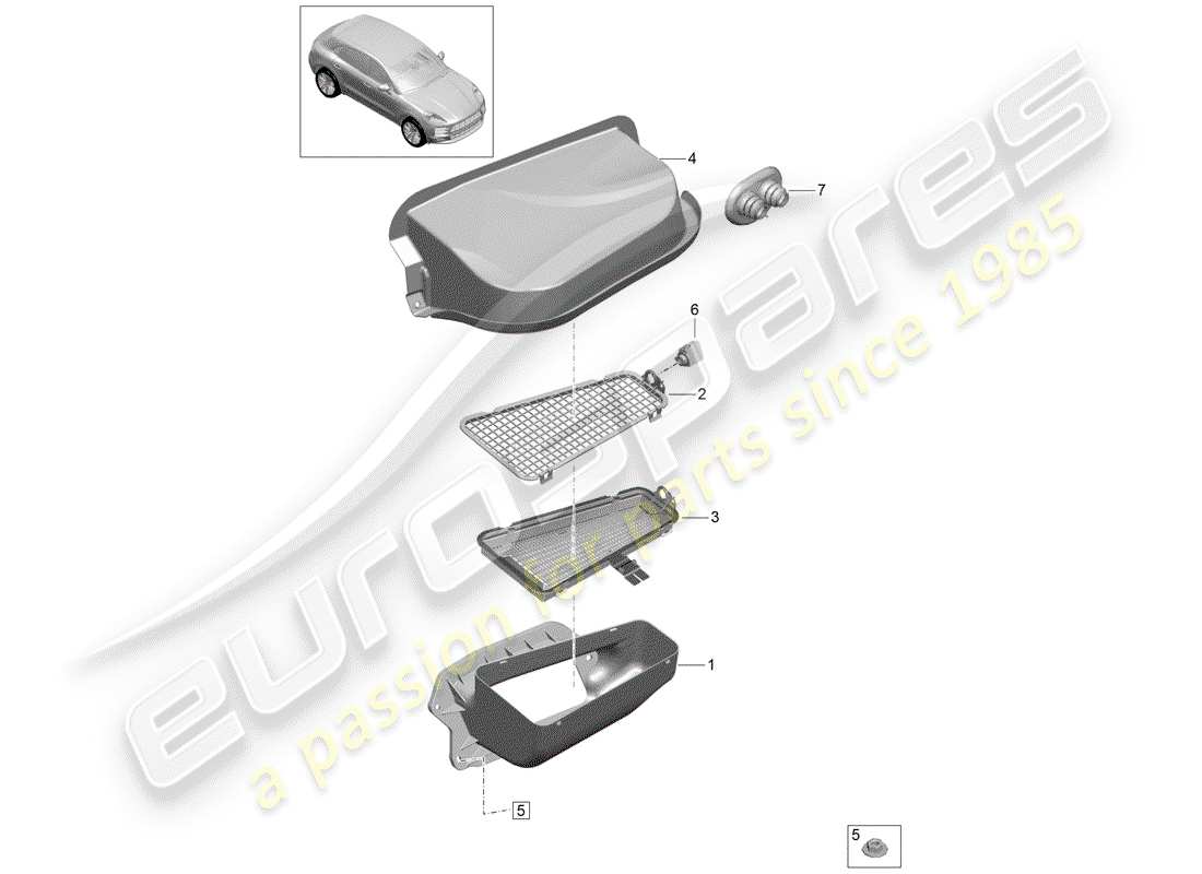 porsche 2019 (macan) fresh air intake part diagram