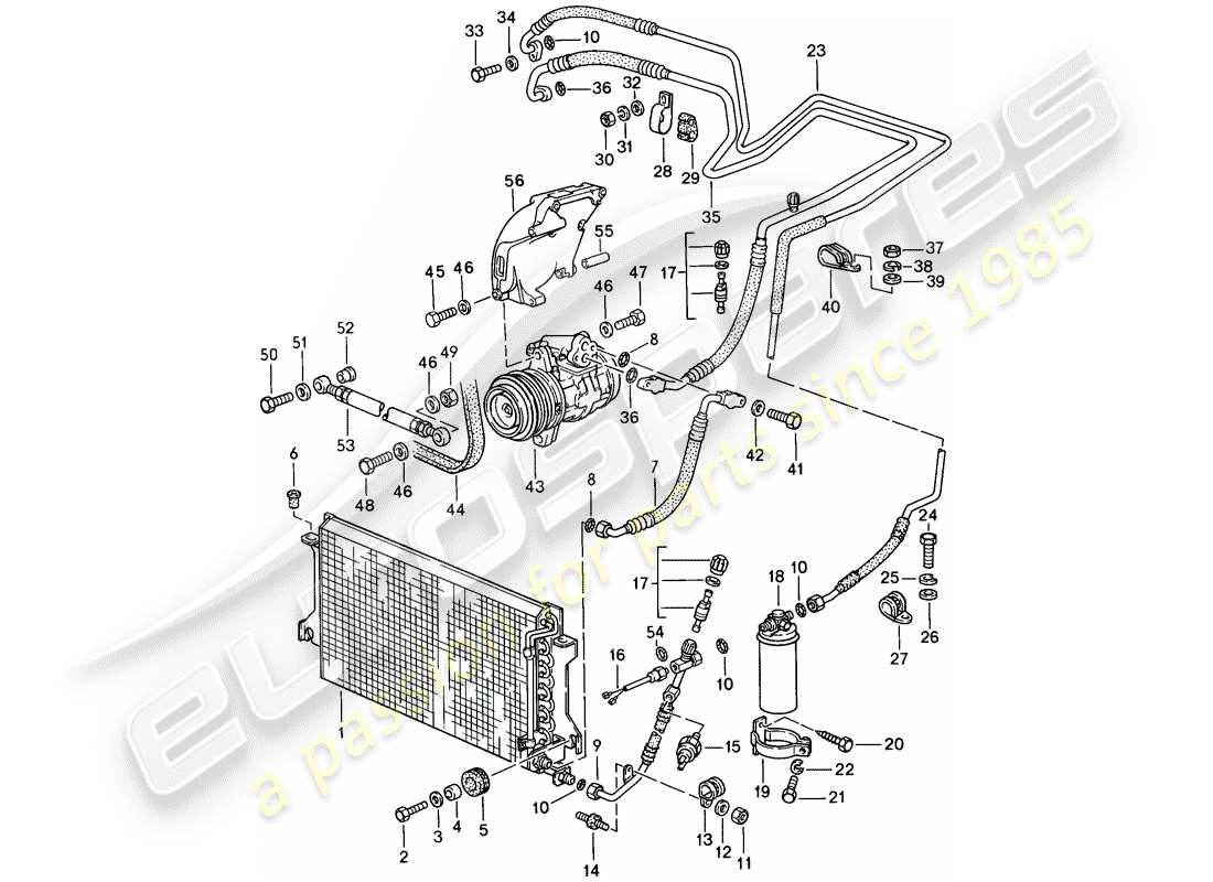 porsche 1986 (944) refrigerant circuit part diagram