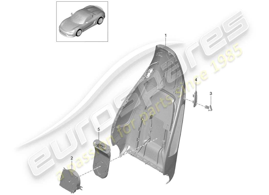 porsche 2016 (981 boxster spyder) backrest shell part diagram