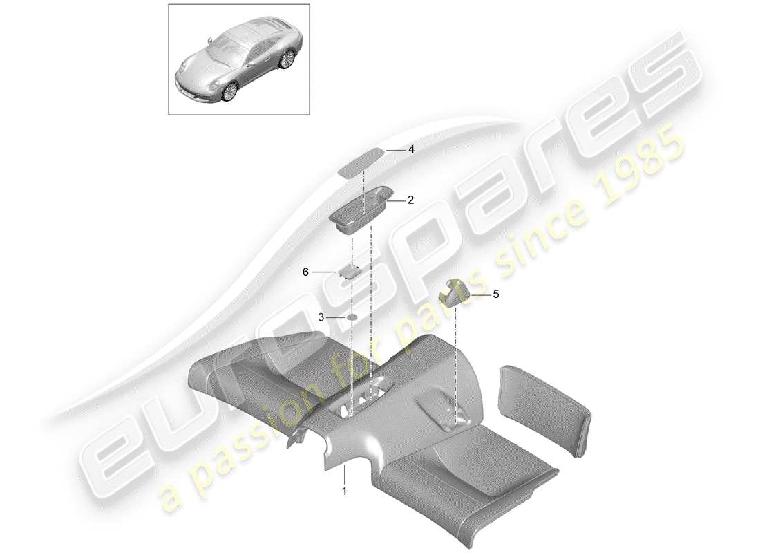 porsche 991 gen. 2 (2019) back seat cushion parts diagram