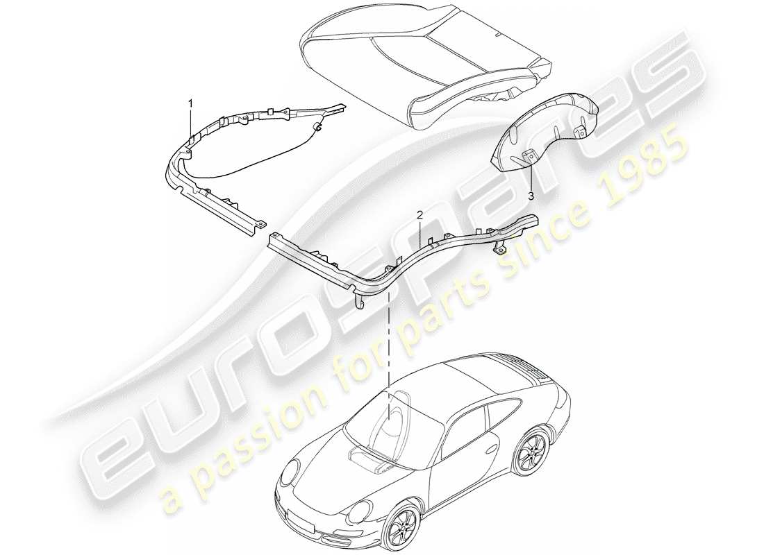 porsche 2010 (997-2 gt3) cushion carrier part diagram