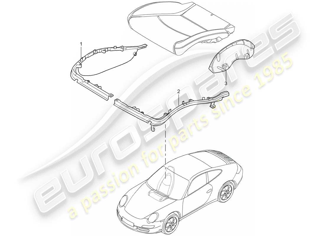 porsche 997 gt3 (2010) cushion carrier part diagram